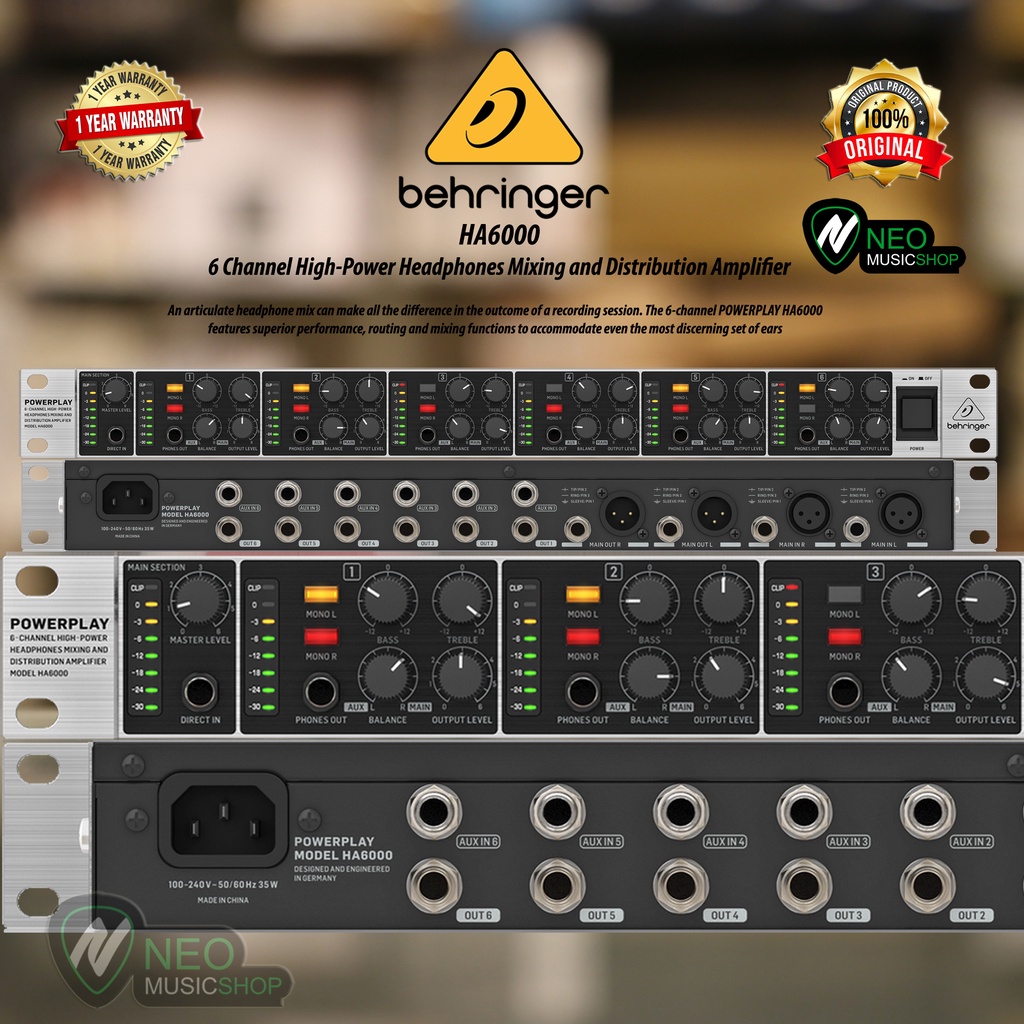 BEHRINGER HA6000 6 CH HEADPHONES MIXING AND DISTRIBUTION AMPLIFIER