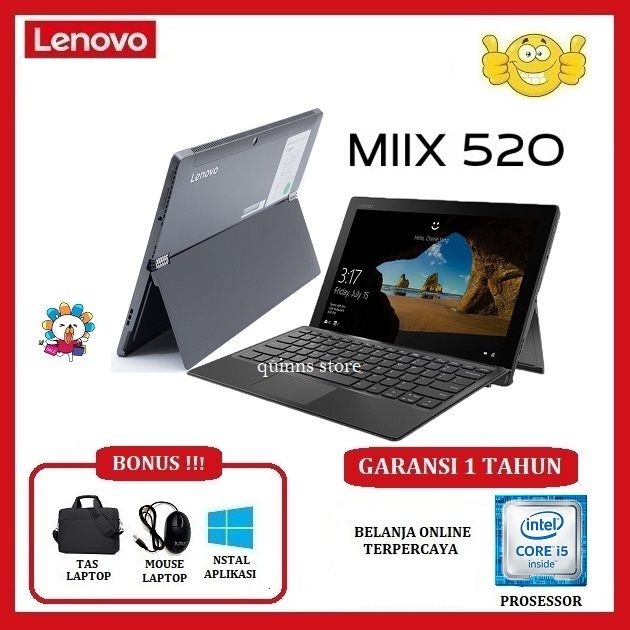 BEST SELLER 2-IN-1 !! LAPTOP LENOVO MIIX 520 I5 GEN 8 // RAM 8GB