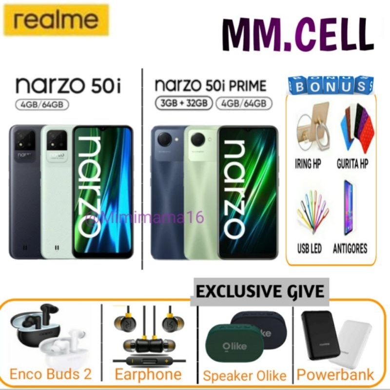 REALME NARZO 50I RAM 4/64GB | NARZO 50I PRIME 3/32 | 4/64 GARANSI RESMI ...