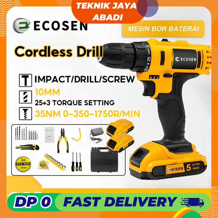 mesin bor listrik ECOSEN Mesin Bor Baterai Bor listrik set lengkap Bor ...