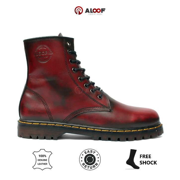 Sepatu Riding High Sepatu Boots Pria 8 Hole Kulit Asli Type Docmart Hiking Riding Lapangan