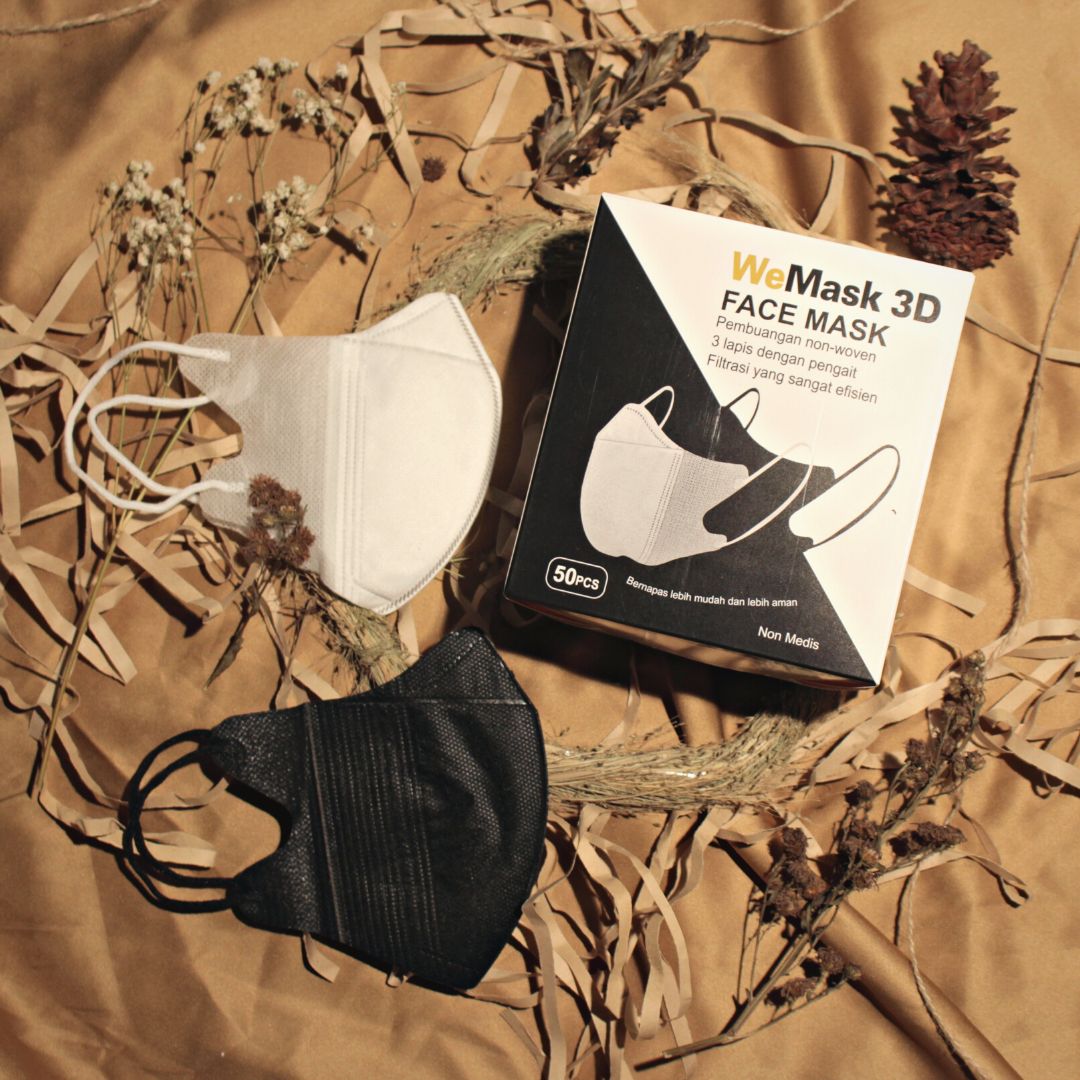 Masker Duckbill 50 Pcs 3 Ply Hitam &amp; Putih