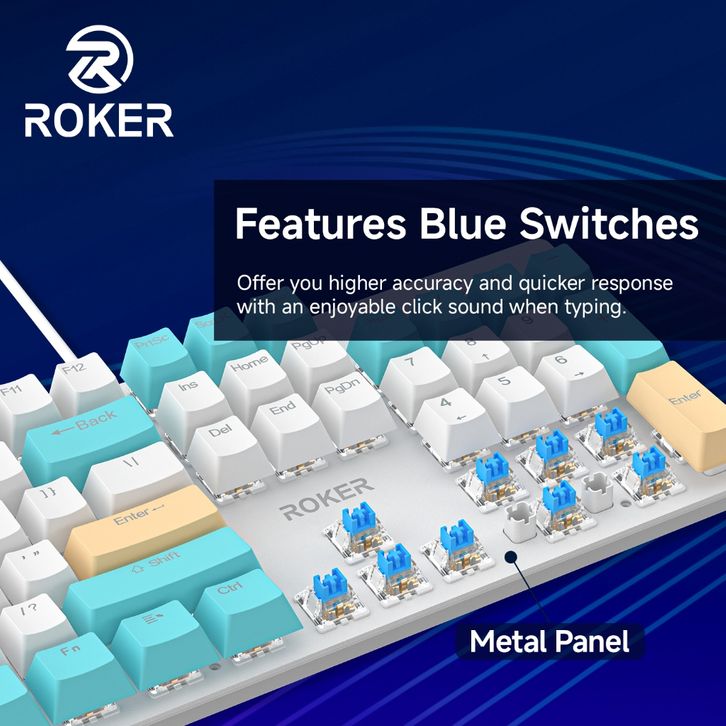 Rocker Keypad Keyboard Gaming Mechanical Keyboard Roker Rkey 104 Blue Switch red ...
