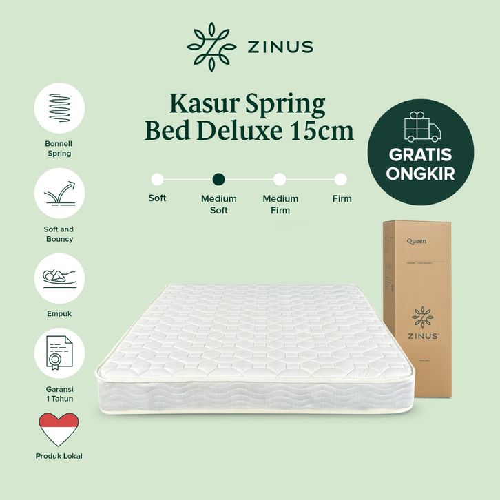 Spring Bed Busa KASUR BUSA TEBAL 15CM KASUR SPRING BED ZINUS DELUXE COVER 100% ...