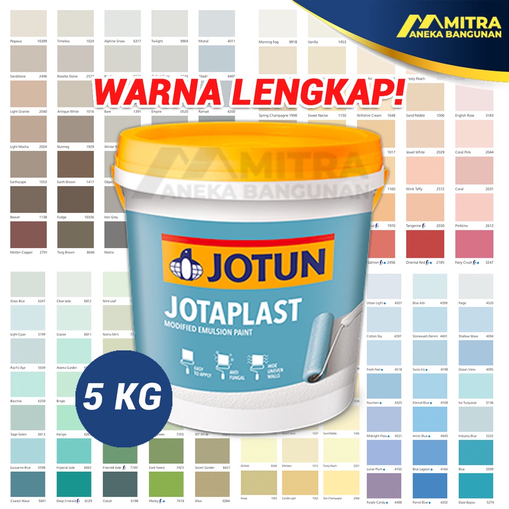 CAT TEMBOK JOTUN JOTAPLAST 5 KG CAT DINDING INTERIOR ADA SEMUA WARNA ...