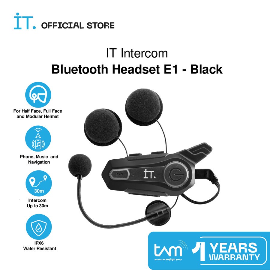 SPAREPART HEADSET IT INTERCOM E1 BLUETOOTH HELM PART SPEAKER MIC DAN ...