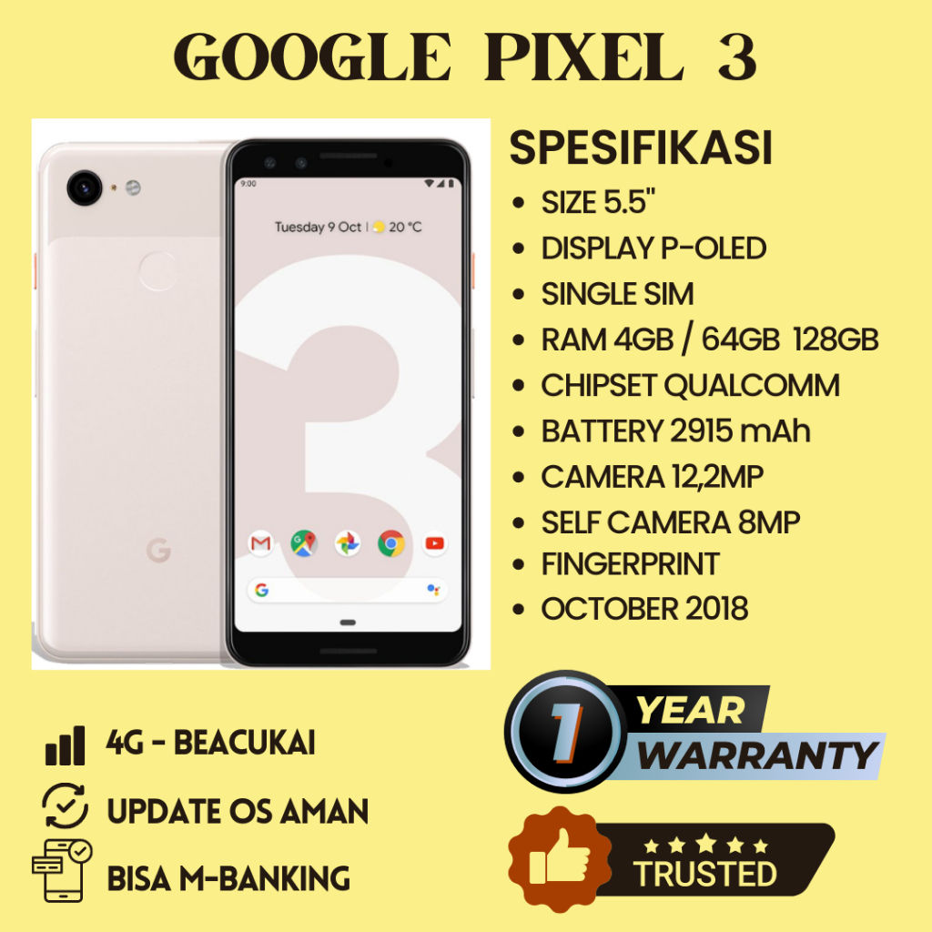 Pixel3 Google phone 64GB SoftBank（Used]SIM-free for Google
