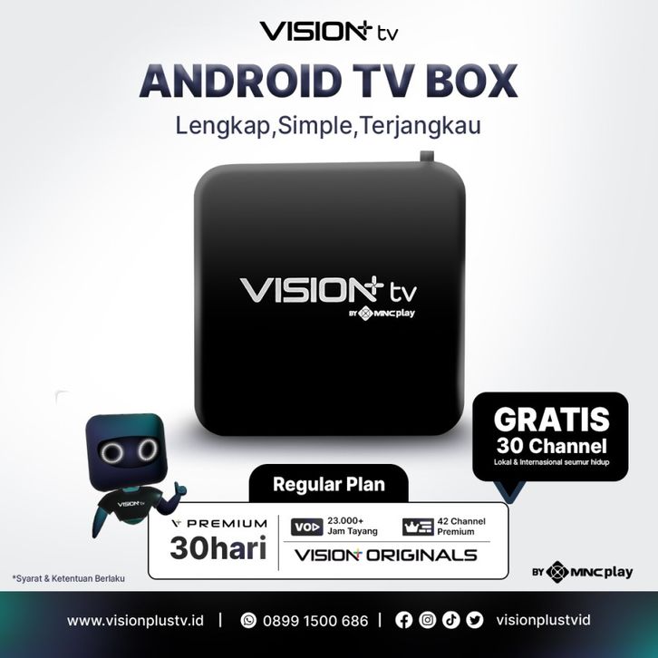 Vision Android Tv Vision+ TV Android Tv Box by MNC Play GRATIS TV NASIONAL SEUMUR HIDUP