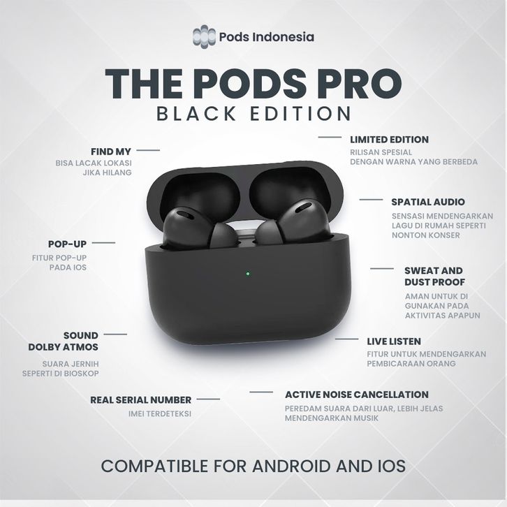 The Pods Pro Black 2023 [LIMITED EDITION] Wireless Charging Case ...