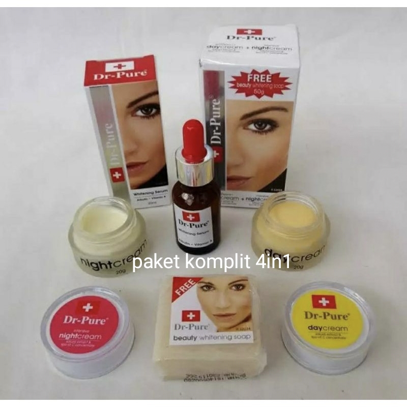 DR PURE SET PAKET 4in1 CREAM SIANG MALAM SABUN SERUM SUDAH BPOM ORIGINAL