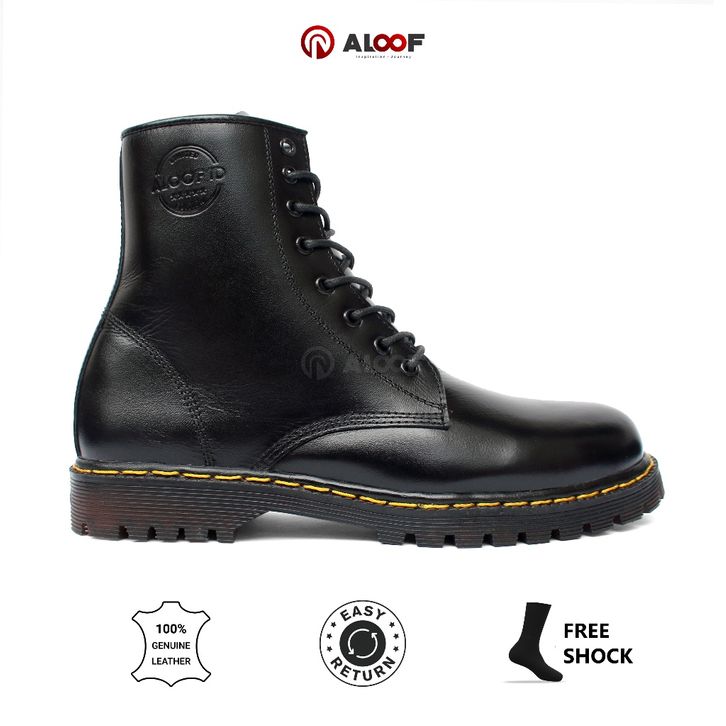 Sepatu Riding High Sepatu Boots Pria 8 Hole Kulit Asli Type Docmart Hiking Riding Lapangan