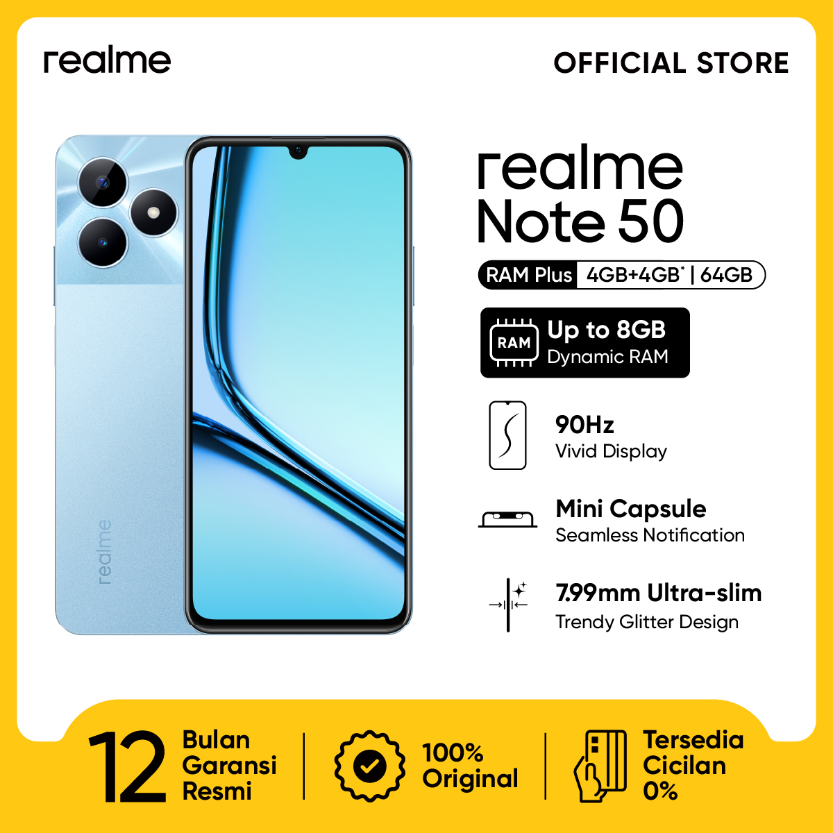 realme Note 50 4GB+4GB*|64GB 128GB (90Hz Vivid Display
