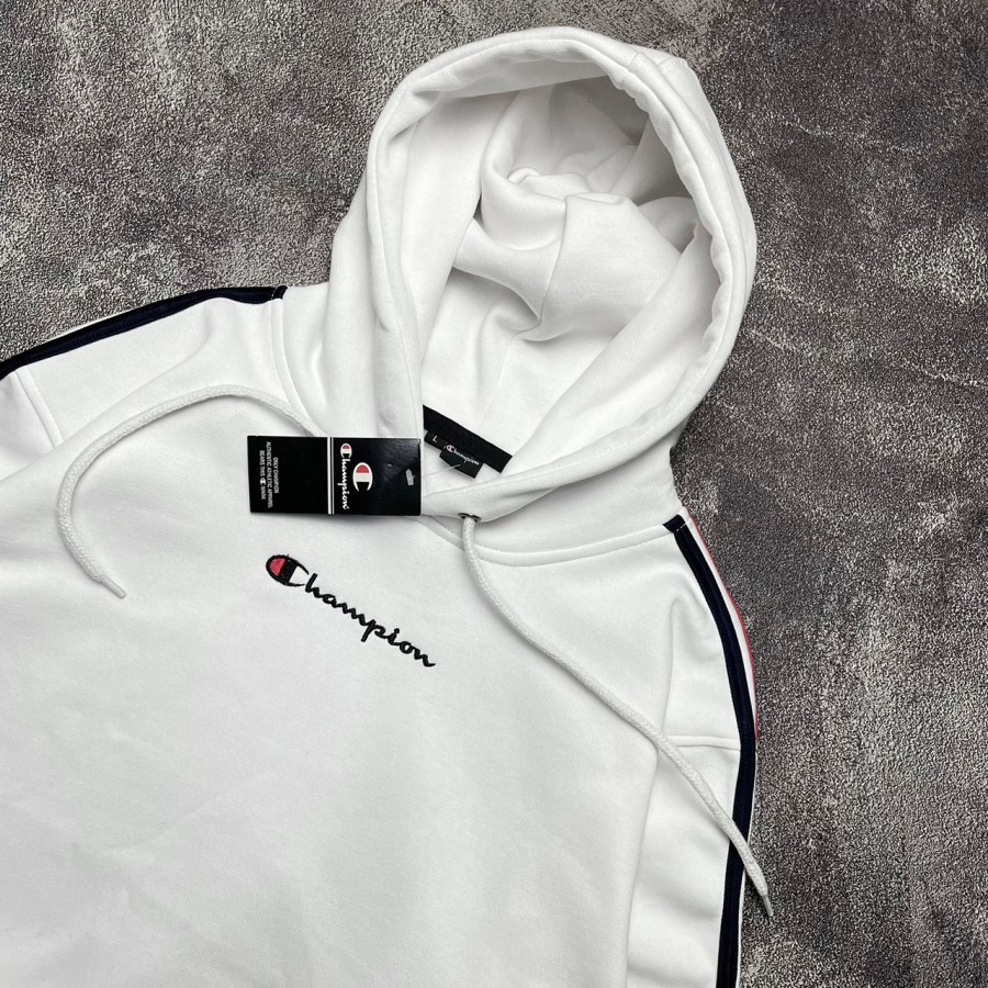 SWEATER HOODIE CHAMPION TAPED PREMIUM AUTHNTC FULL TAG LABEL SWEATER HOODIE ORI DISTRO TEBAL